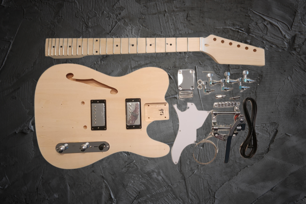 Slimline Tele Style Semi-Hollow Body DIY Kit w/Maple FB by Budreau Guitars
